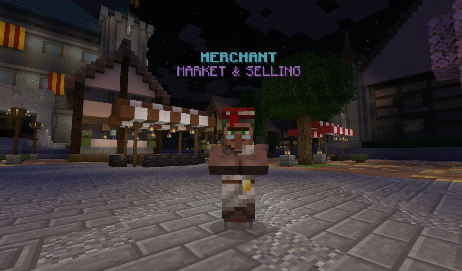 Player shopfronts in Nexoria’s Market district