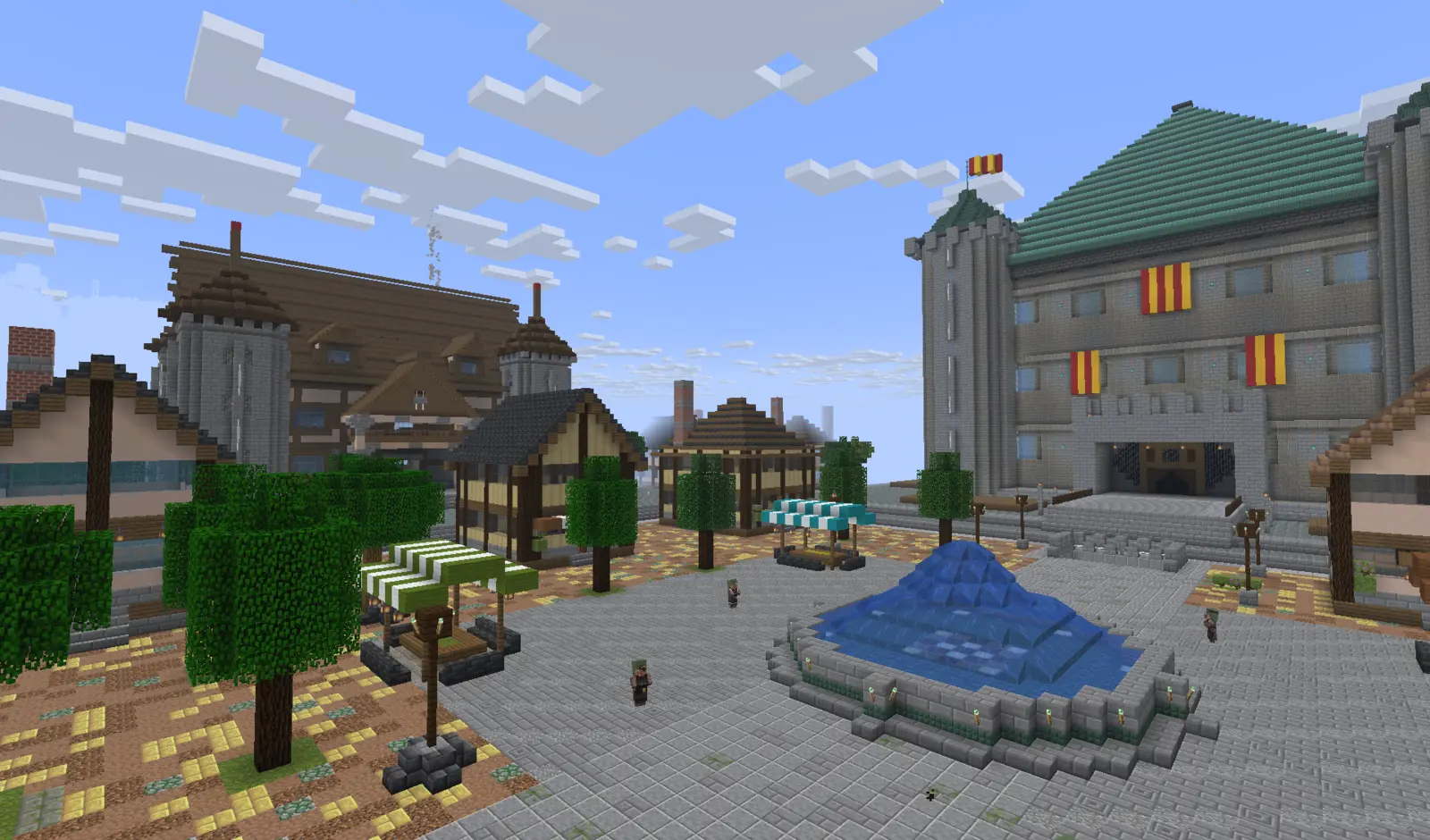 Nexoria Spawn plaza and its Minecraft architecture